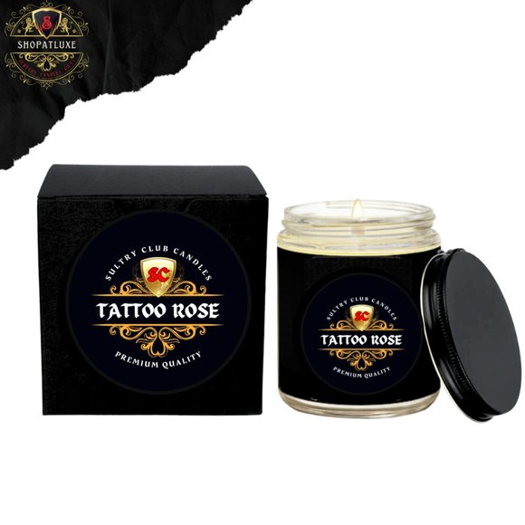 TATTOO ROSE SINGLE WICK CANDLE - Picture 2 of 3